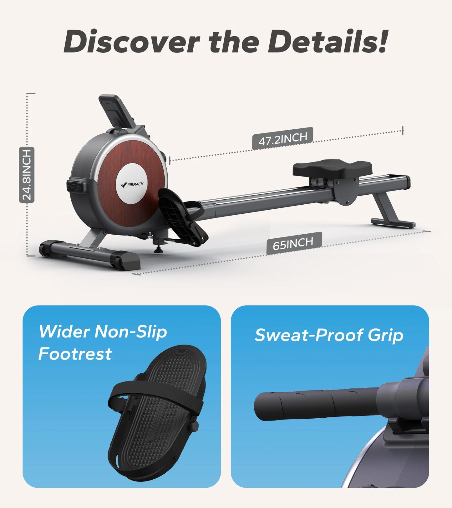 MERACH Rowing Machine Magnetic Rower for Home 350lb R02