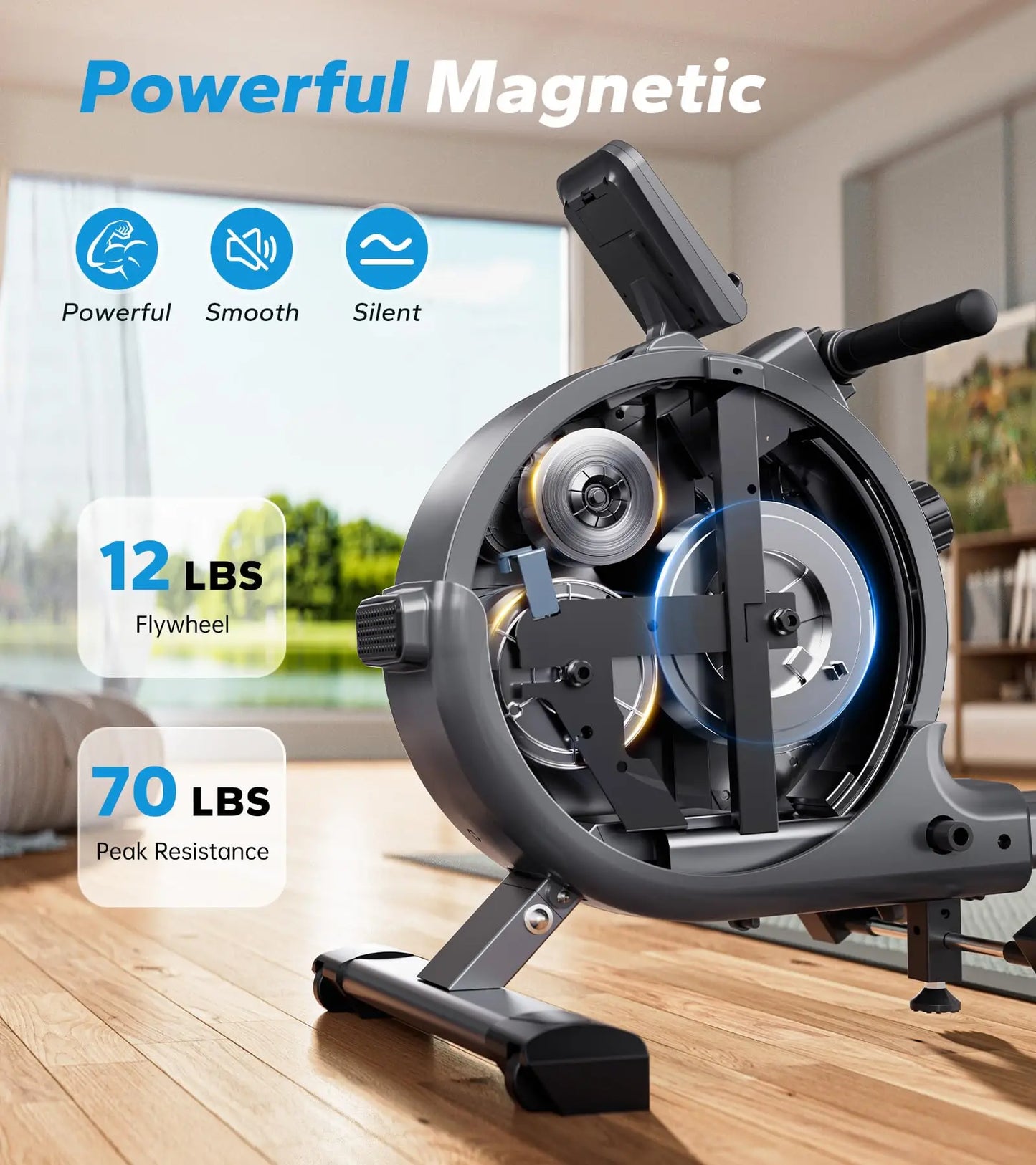 MERACH Rowing Machine Magnetic Rower for Home 16 Levels Resistance