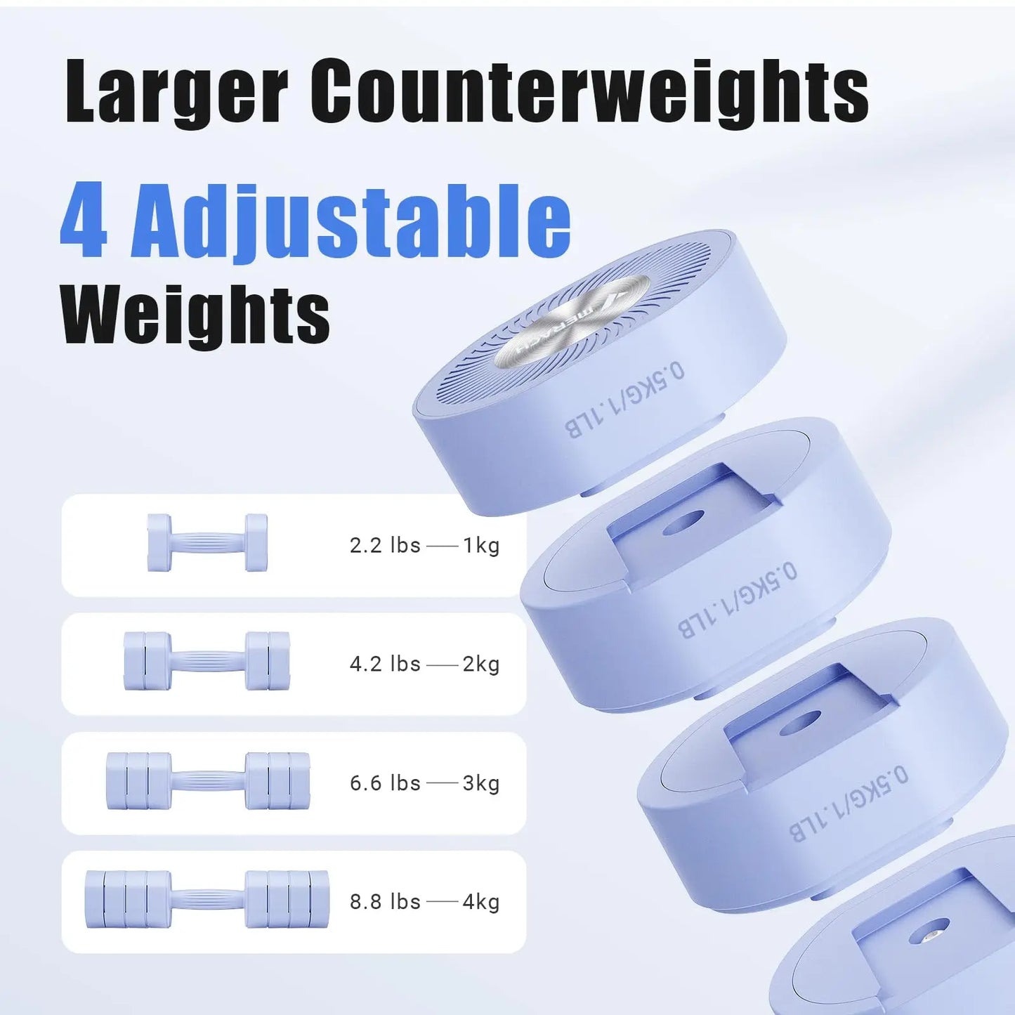 Merach Adjustable Dumbbell Set of 2 4 in 1 Hand Weights for Women Home Workout Free Weights Dumbbells Each 2.2lb 4.4lb 6.6lb 8.8lb