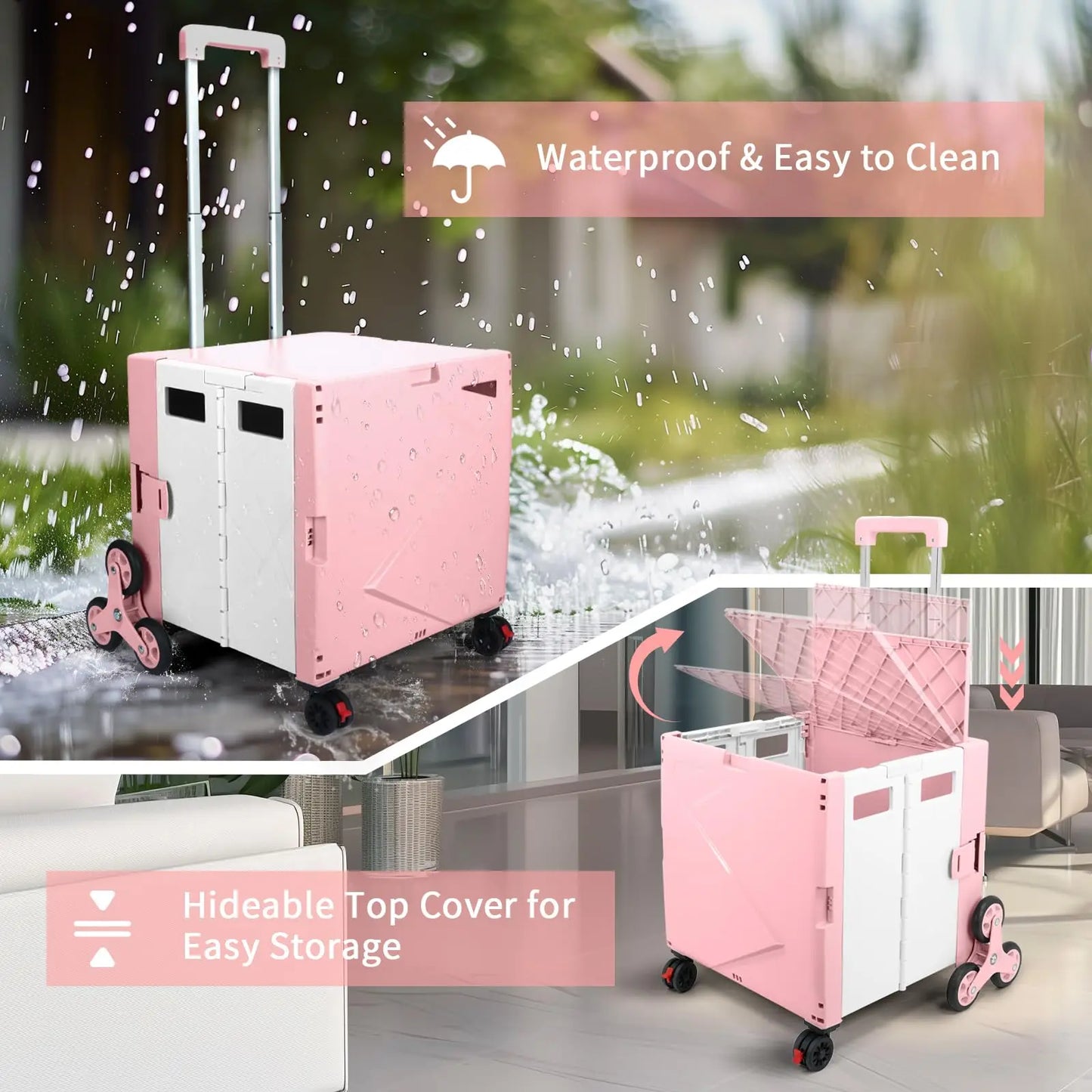 SELORSS Folding Shopping Cart Camping Trolley Vegetable Basket Trolley with Stair Climbing Wheels Large Capacity Utility Cart