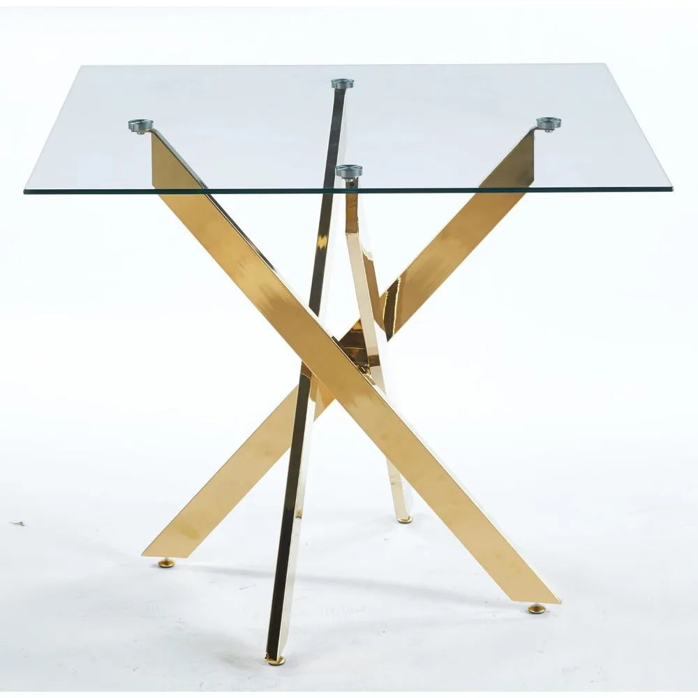 Square Glass Dining Table Set for 4