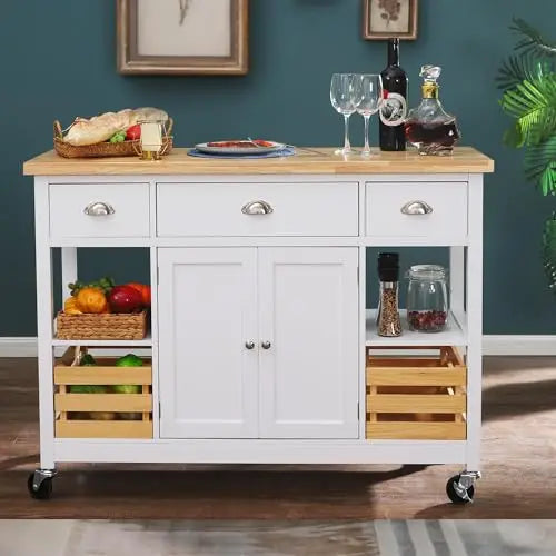 Rolling Kitchen Island with Storage Portable Kitchen Island with Drop Leaf