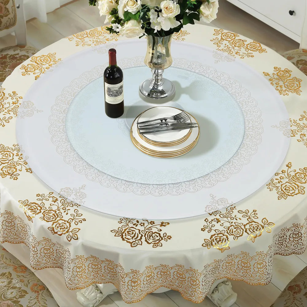 Bymaocar 27.56in Tempered Glass Turntable Clear Dining Round Table