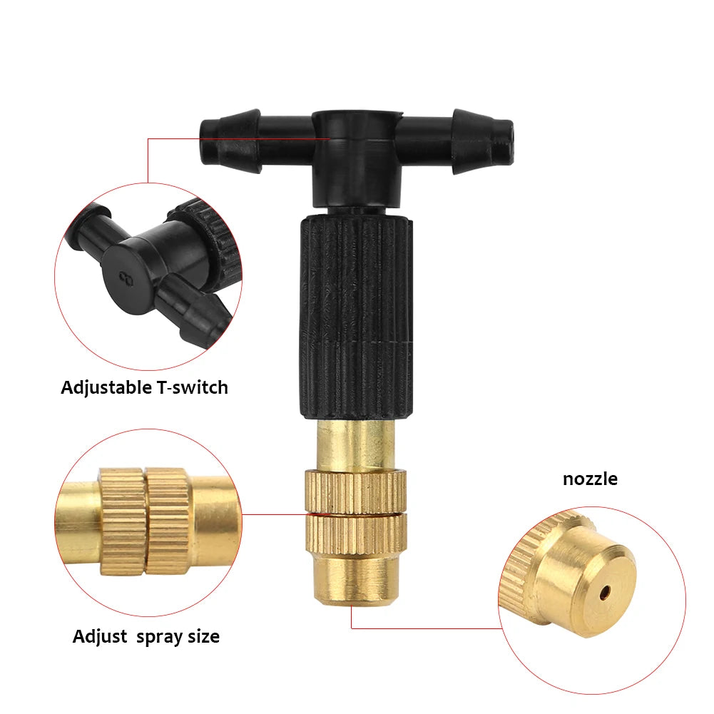 5-50Pcs Micro Drip Irrigation Misting Brass Nozzle Garden Spray Cooling