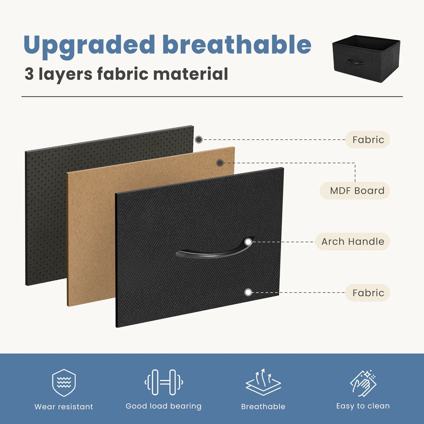 JHK Dresser For Bedroom With 7 Fabric Drawers Organizer Modern Minimalist Style