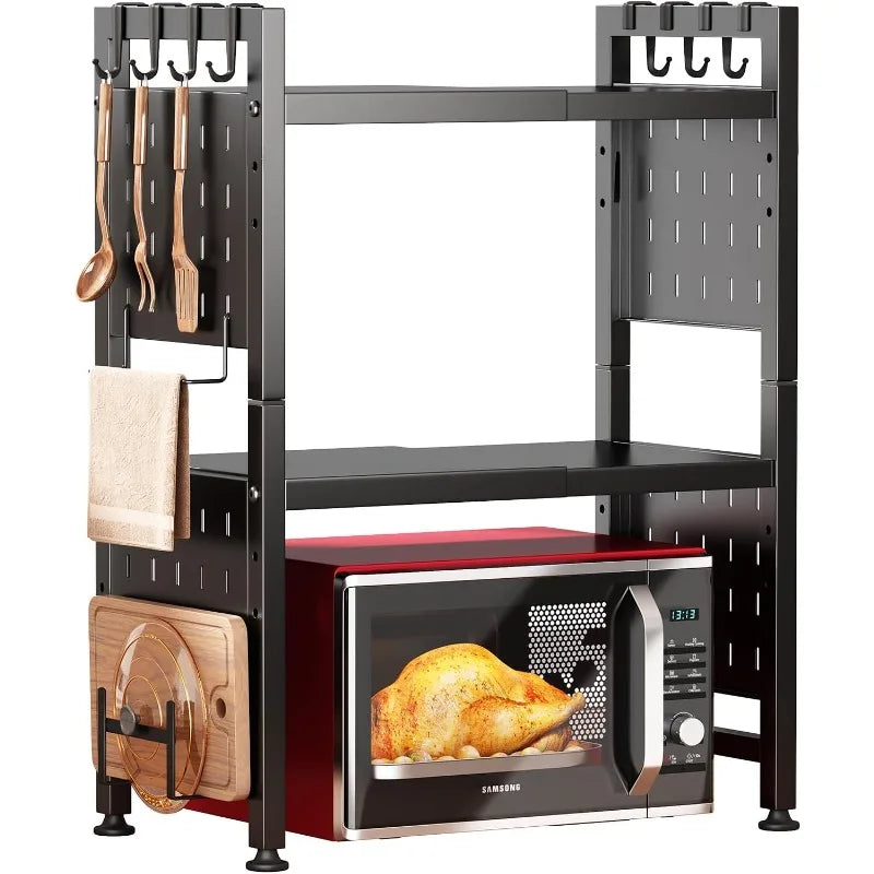 Adjustable Microwave Stand Heavy Duty 3-Tier Rack Shelf