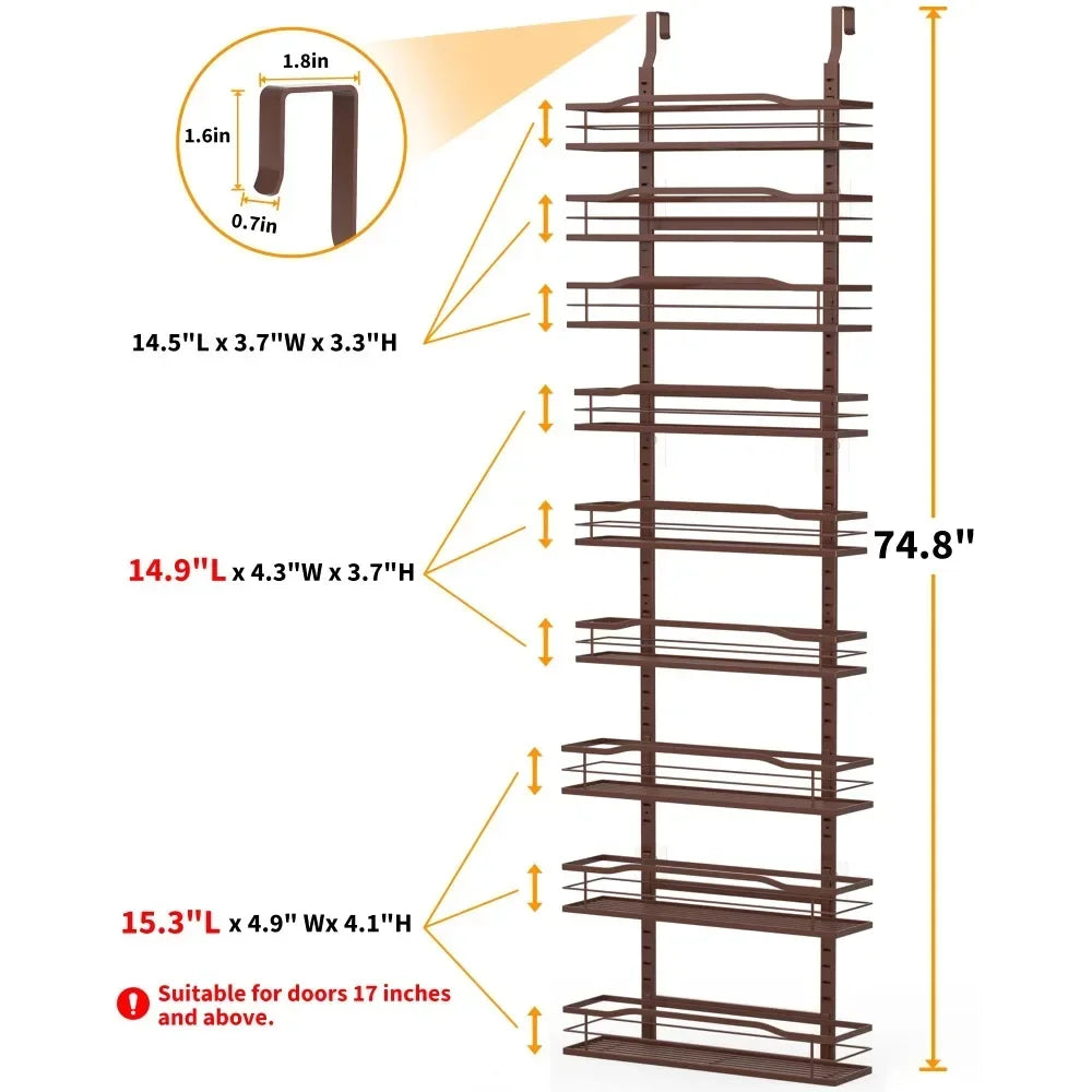 9-Tier Over The Door Pantry Organization And Storage Rack