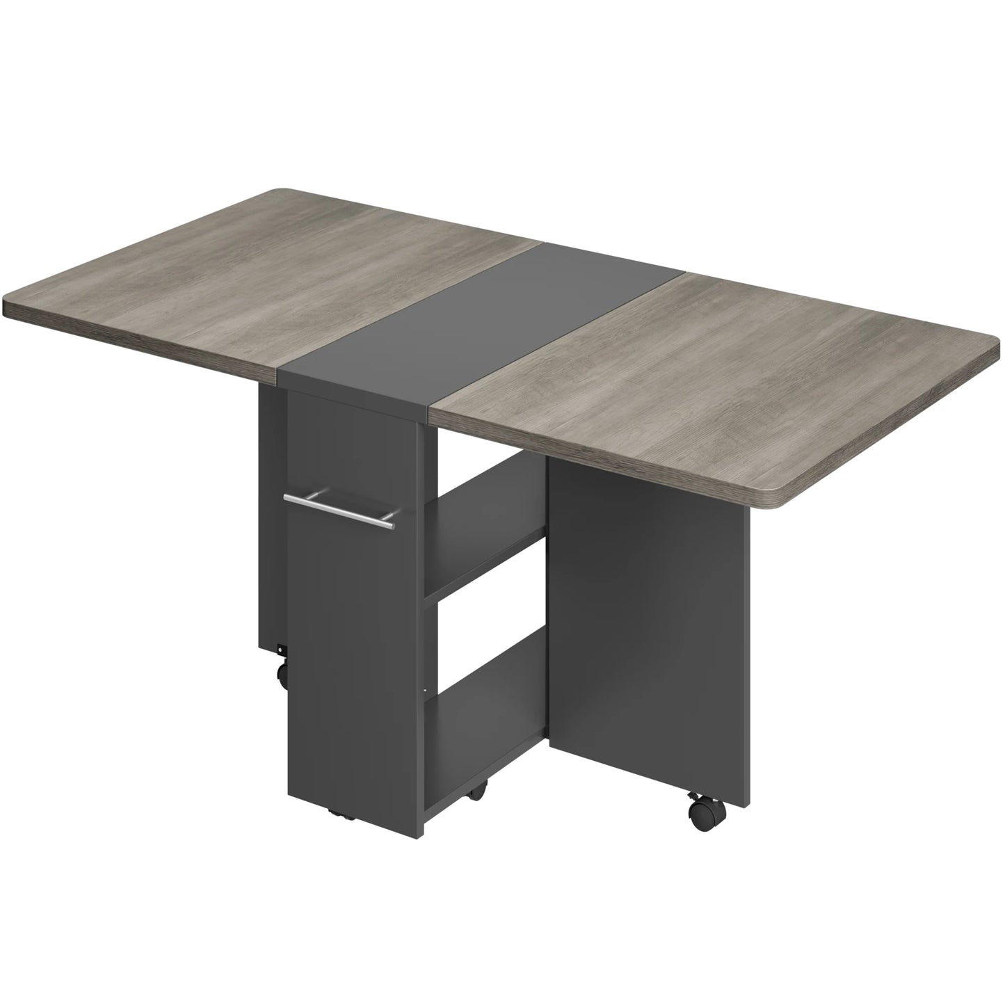 Folding Dining Table Drop Leaf Dining Table with 6 Wheels