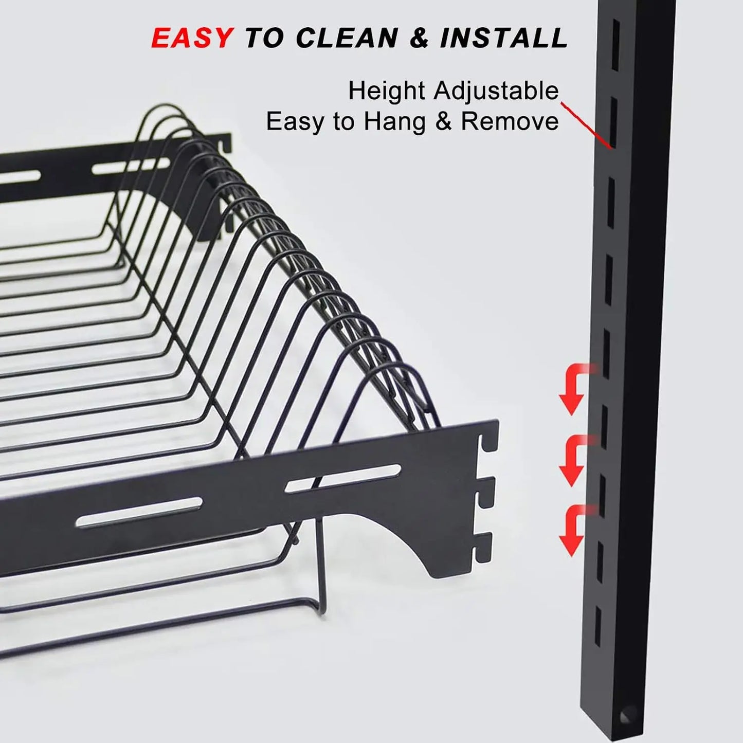 Hanging Dish Drying Rack Wall Mounted 2 Tier Organizer
