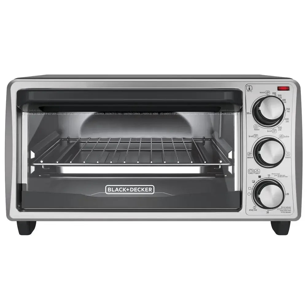 4 Slice Toaster Oven Even Toast Technology 9 Inch Pizza Compact Kitchen Appliance Baking Broiling Toasting Timer Removable Crumb