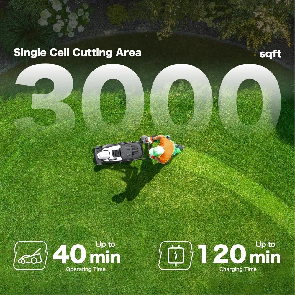 18" 2x20V Electric Lawn Mower for Garden Yards with 6-Position Height Adjustment