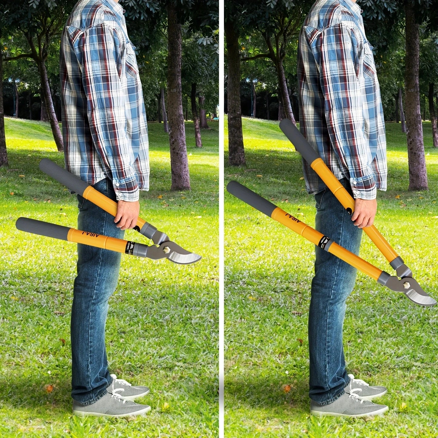 AIRAJ Bypass Lopper , Hedge Shears, Pruning Shears with Telescopic Handles,Extendable Heavy-Duty Branch Cutters, Garden Clippers