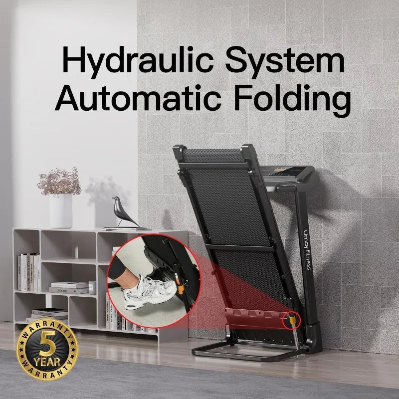 UMAY Fitness Home Folding Incline Treadmill with Pulse Sensors 3.0 HP Quiet Brushless 300 lbs Capacity Black or Gray