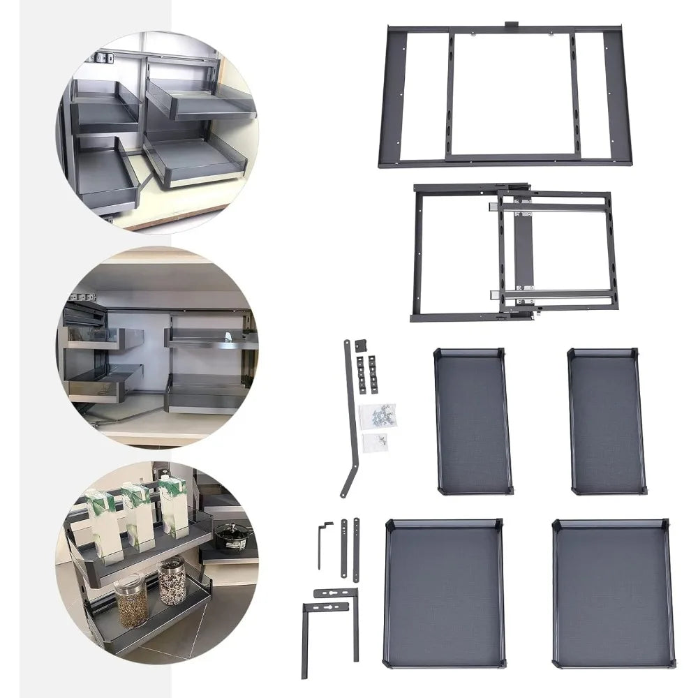 Blind Corner Cabinet Pull Out Organizer 2 Tiers Soft Close