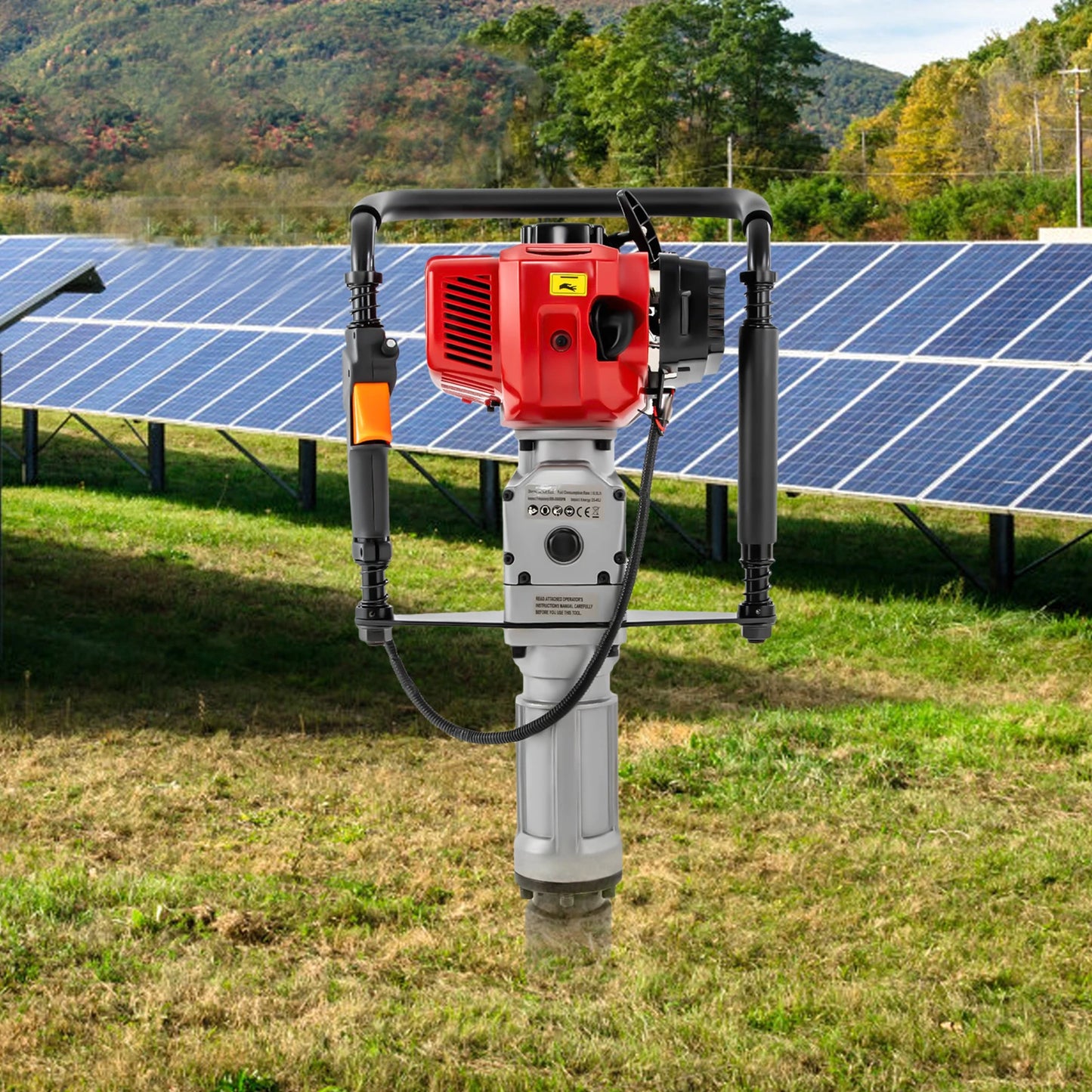 1900W Gasoline Pile Driver 52cc 2 Stroke Engine Post Driver