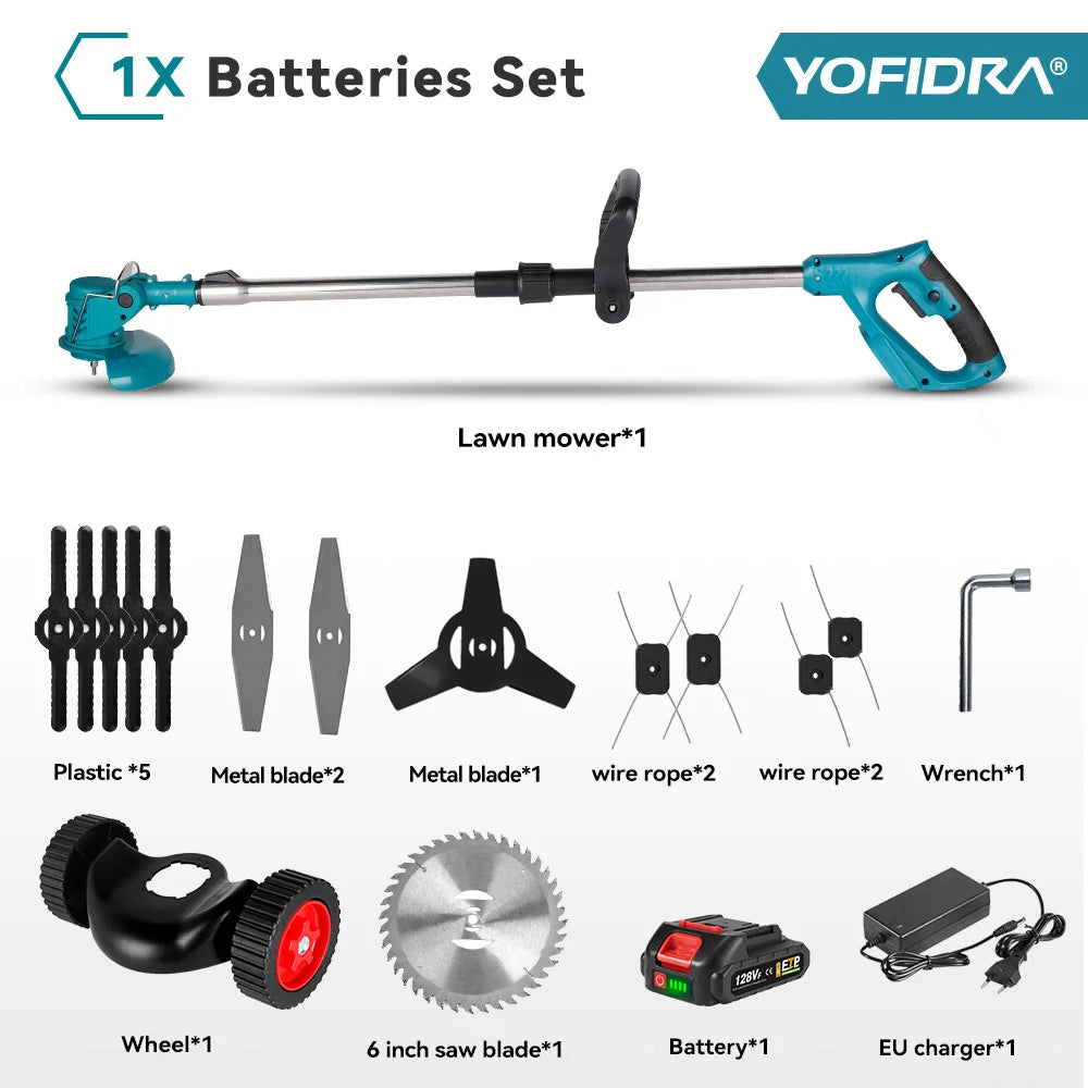 YOFIDRA 100-135cm Electric Lawn Mower Foldable Trimmer