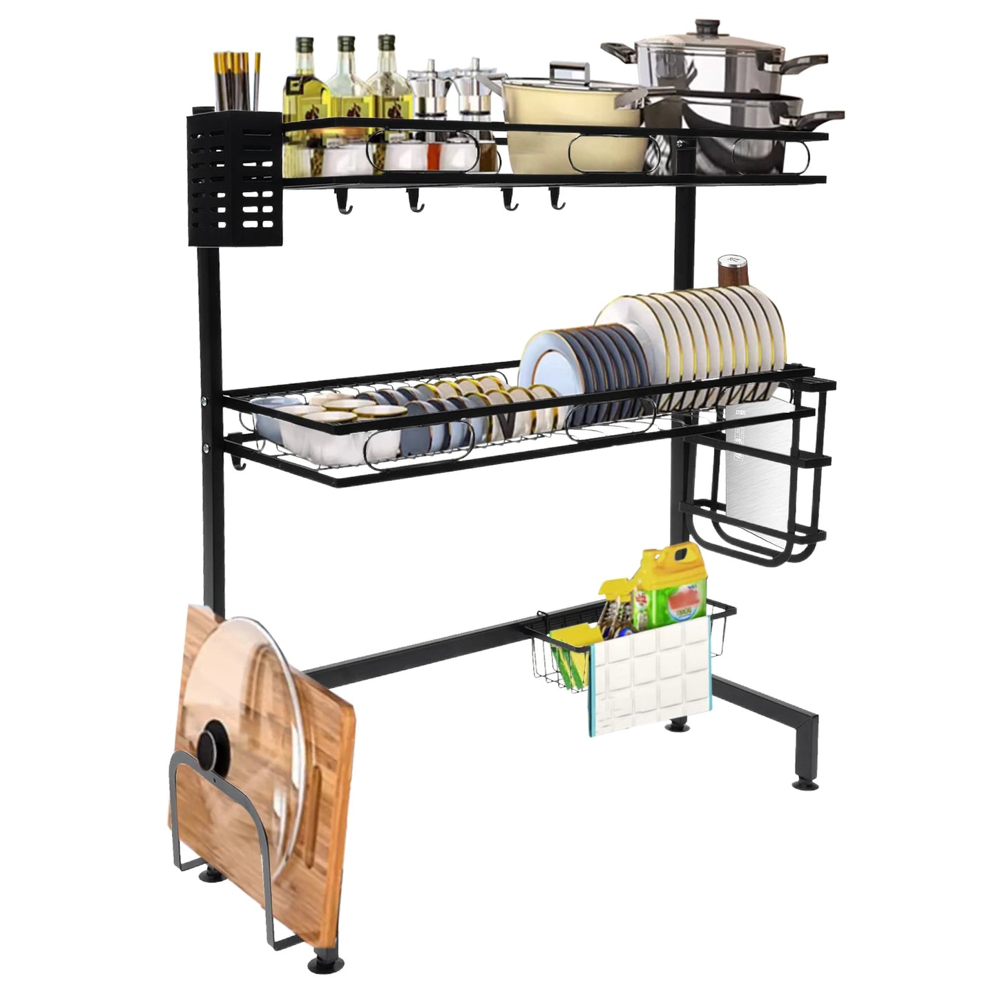 2-Tier Over Sink Dish Drying Rack Cutlery Drainer Kitchen Shelf