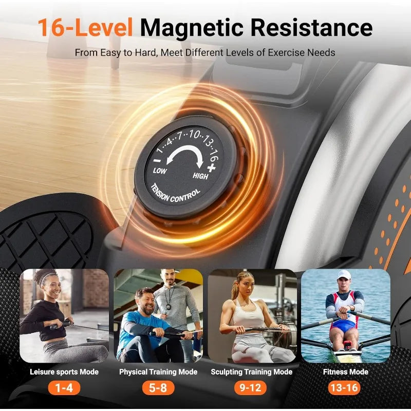 Dripex Rowing Machine for Home Use Max 350 Pounds Magnetic Rower with 16 Levels of Workout Resistance
