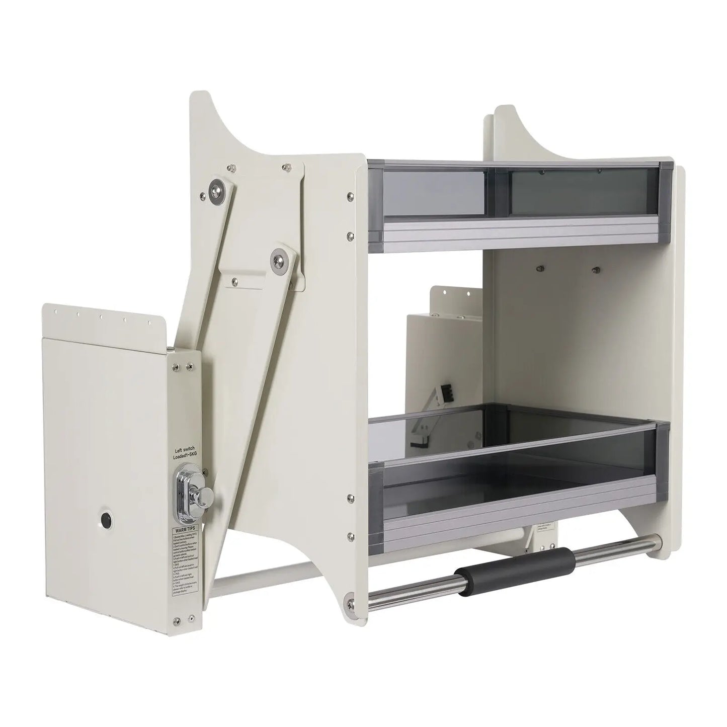 2 Tier Pull Down Kitchen Cabinet Storage Rack Aluminum Alloy and Tempered Glass Shelf with Soft Handle for Efficient Organization
