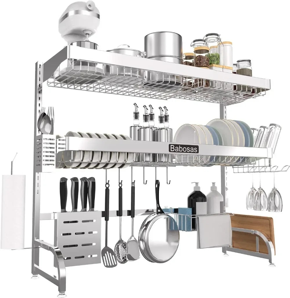 Over The Sink Dish Drainer Drying Rack 3 Tier Stainless Steel
