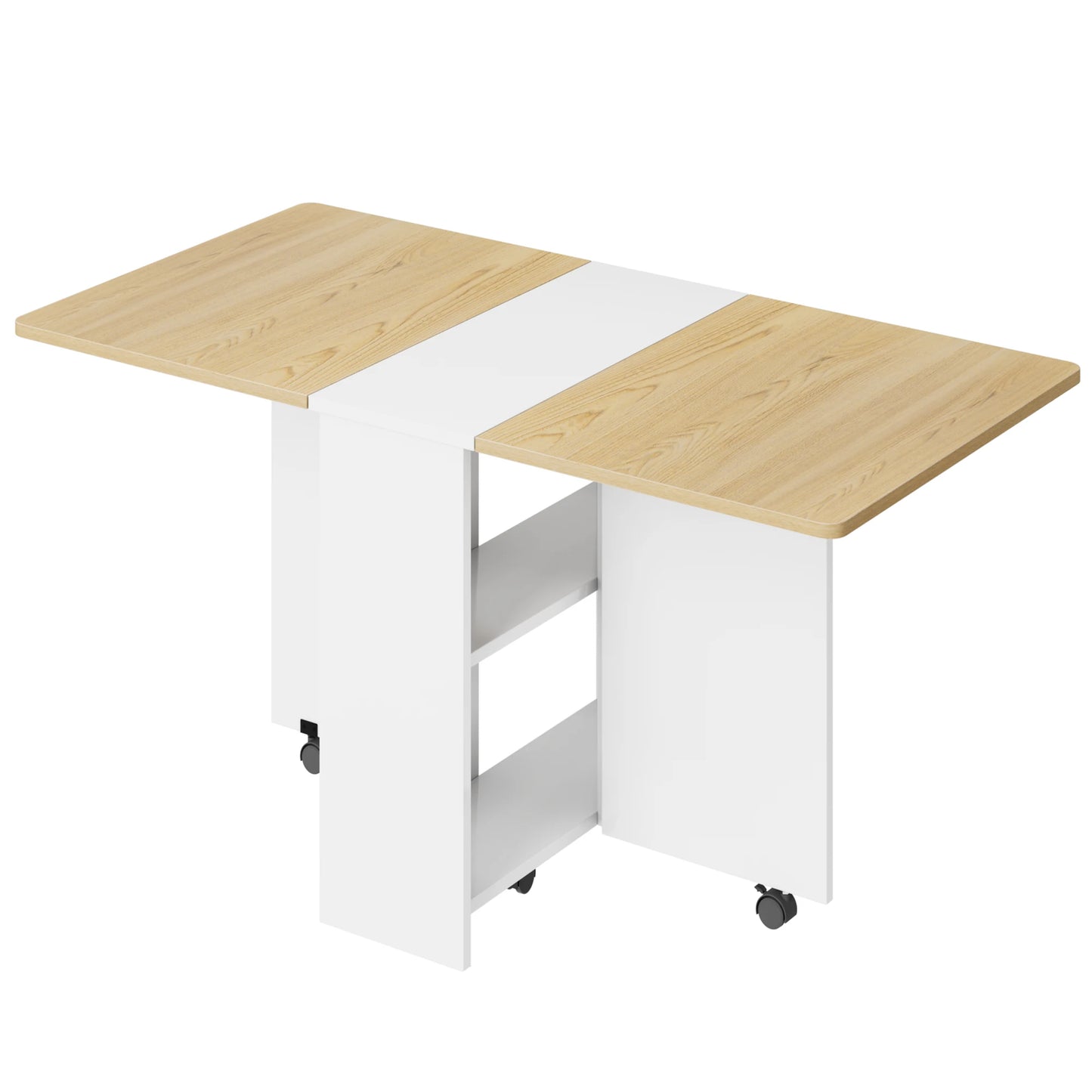 Folding Dining Table Drop Leaf Dining Table with 6 Wheels