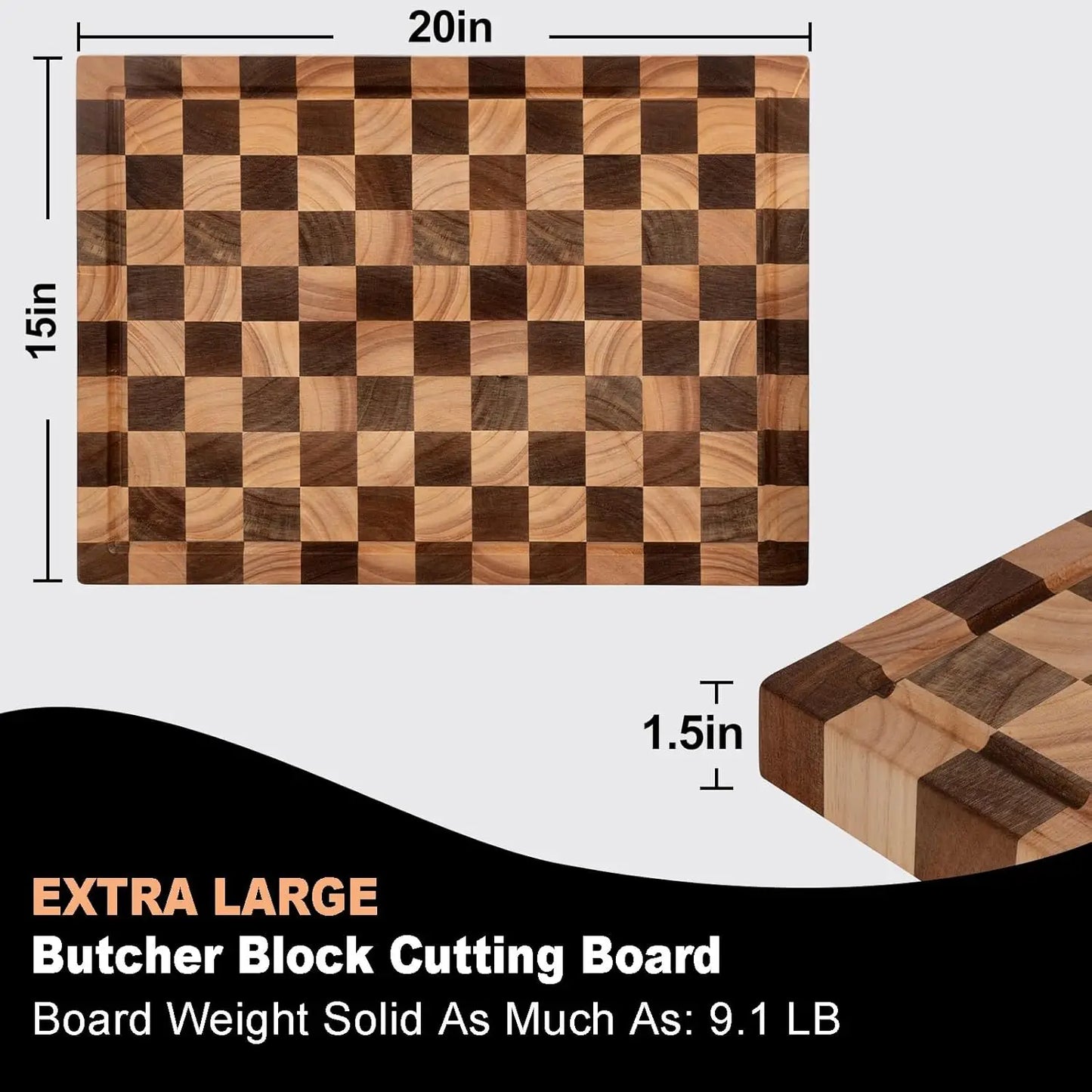 Wood Cutting Board 20 15 1.5 Inch