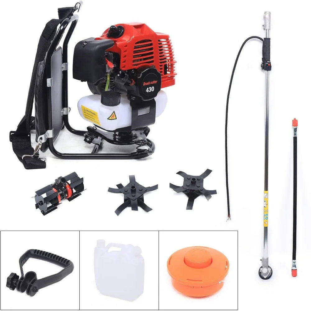 1.7HP 43CC Gas Backpack Brush Cutter Weed Wacker,2-Stroke Air-Cooled Grass Trimmer Lawn Mower,Gas Weeding Machine for Garden
