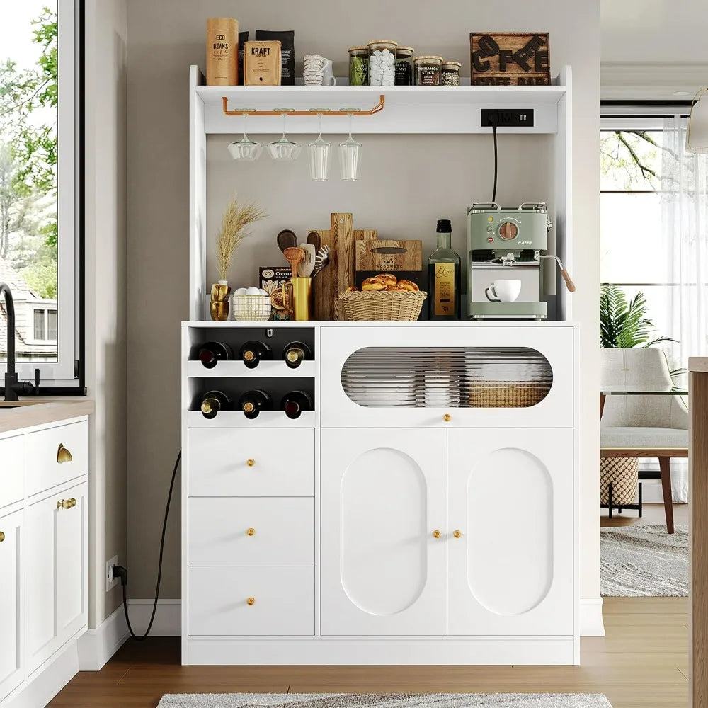 Kitchen Pantry Storage Cabinet with Hutch and Buffet Storage