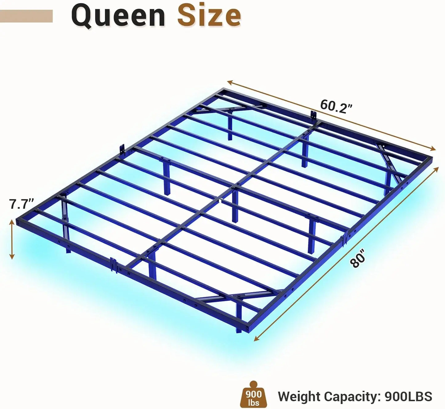 Floating Bed Frame Queen Size with LED Lights, Metal Platform Queen Bed