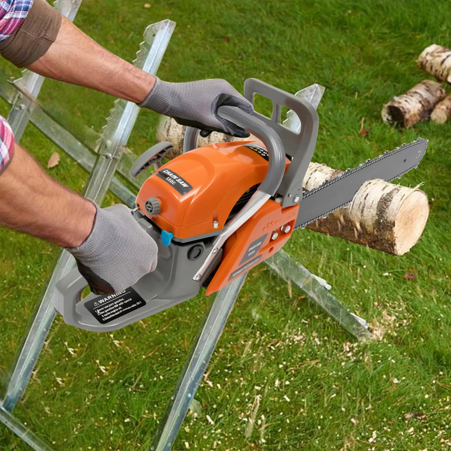 58CC Power Chain Saws Gas Powered 2 Stroke Handed Petrol Gasoline Chain Saw