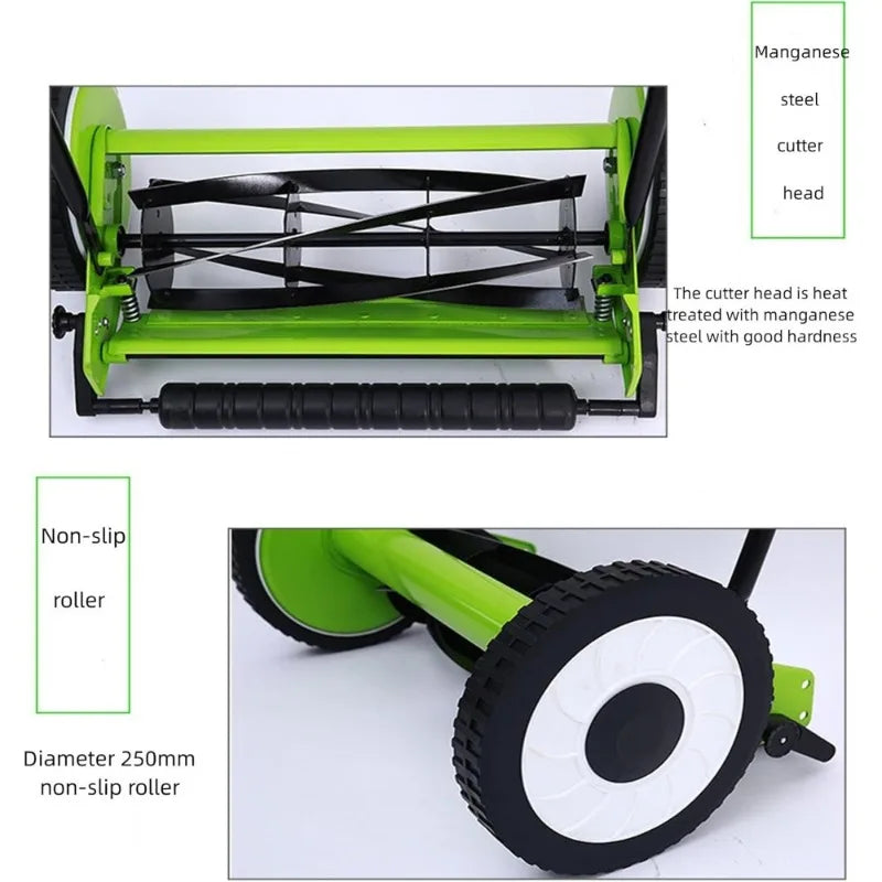 20Inch Reel Mower with 5-Blades Manual Lawn Mower Hand Push