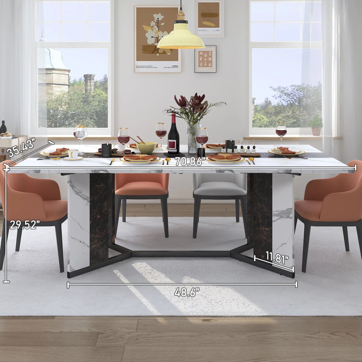 71In Large Rectangular White Dining Table for 4 5 6 8 10 People