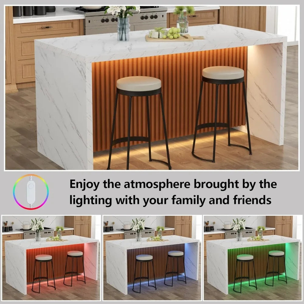 63" Large Imitation Marble Dining Table for 4-6 People