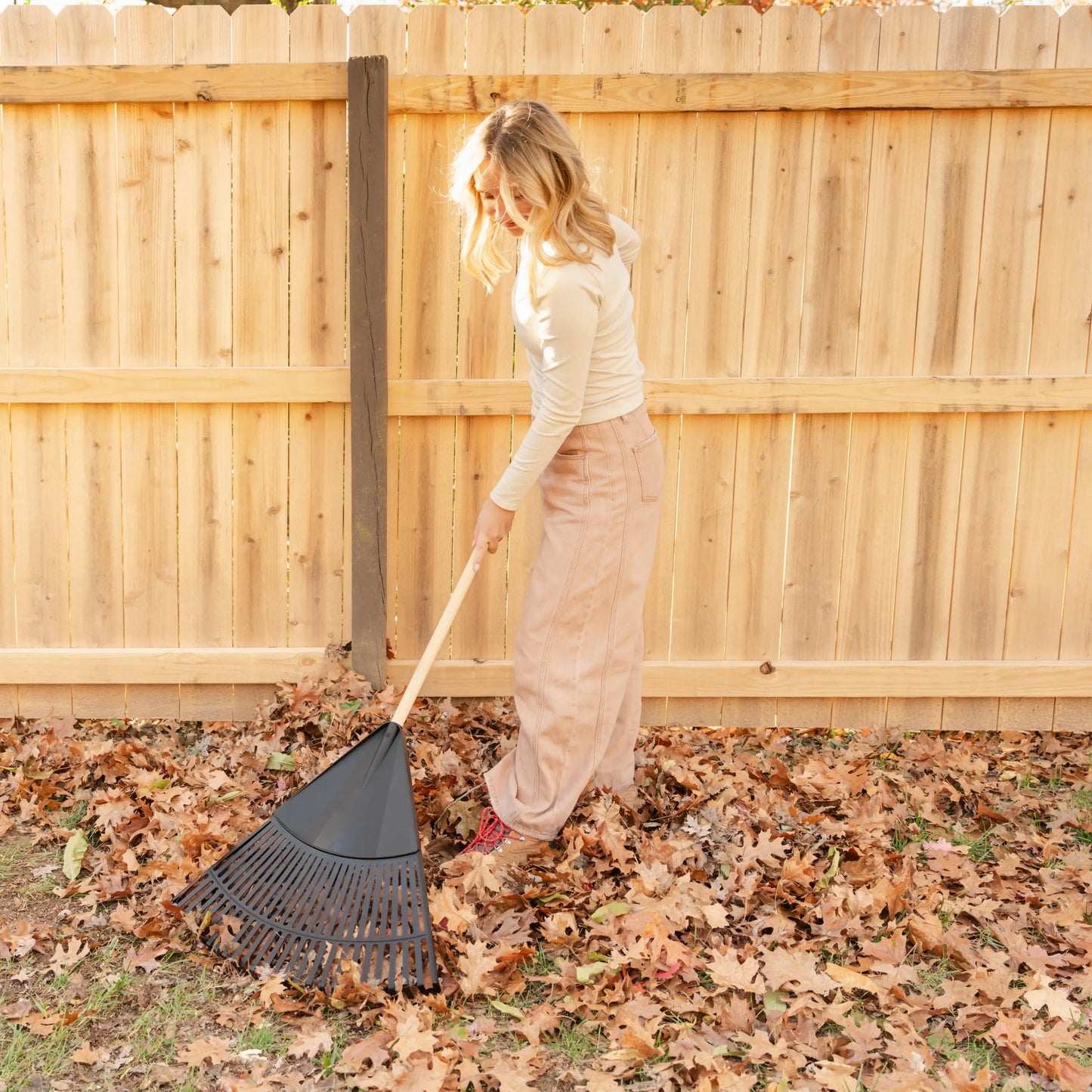 24-inch Wood and Poly Leaf Rake