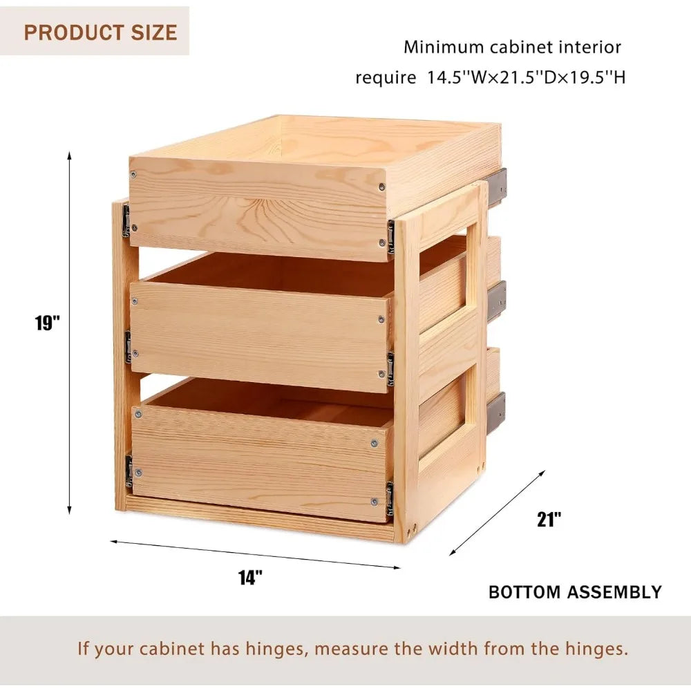 Pull Out Drawers For Cabinets, 14W×21D×19H Soft Close Shelves