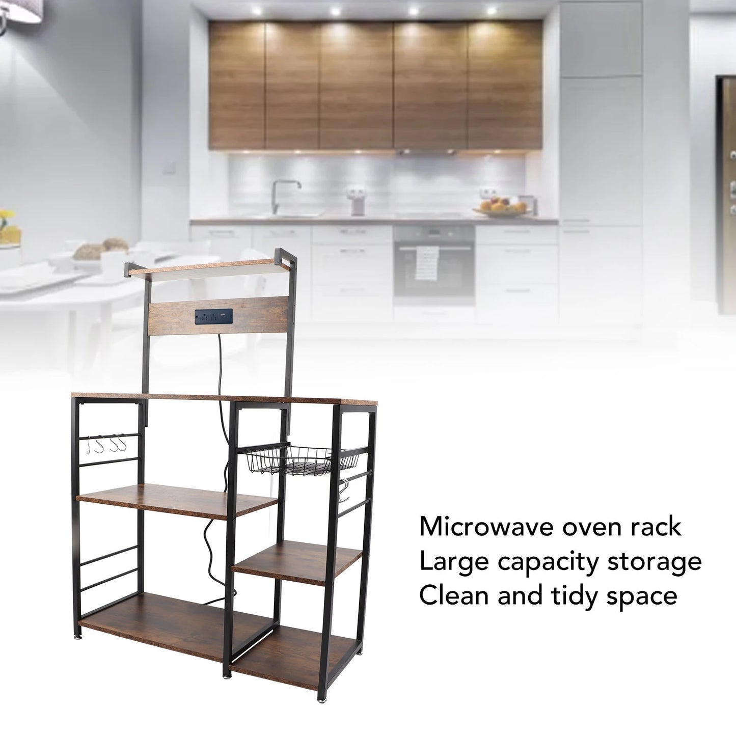 Kitchen Utility Storage Shelf Microwave Oven Stand Coffee Bar Station Rust Resistant Multi Tier for Spices