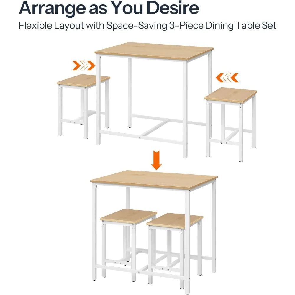 3-Piece, Kitchen Table, Space Saving Dinette for Kitchen