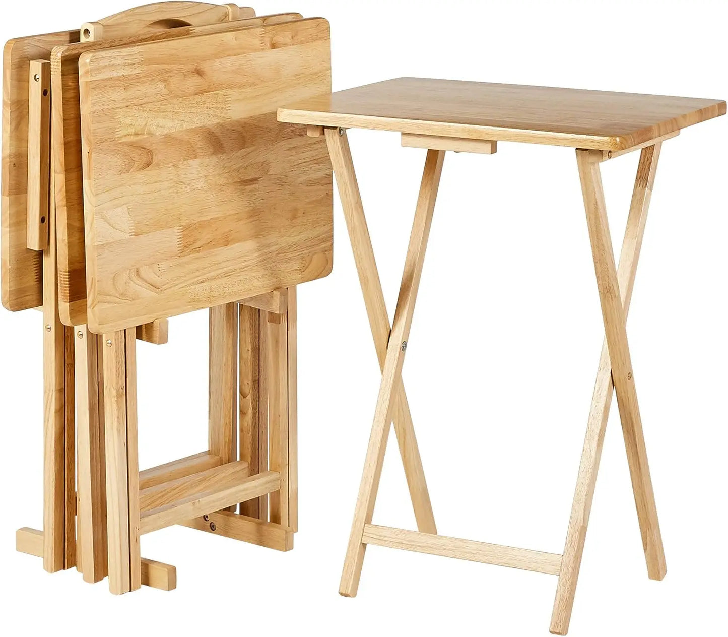 Classic Portable TV Dinner Rectangular Folding Tray Tables, withj rack