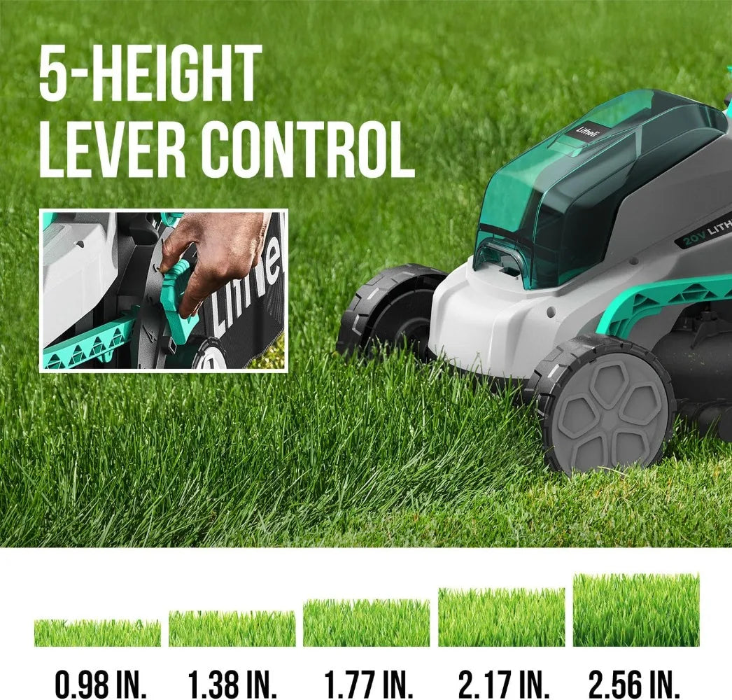 Cordless Lawn Mower 13 Inch, 5 Heights, 20V Electric Lawn Mowers