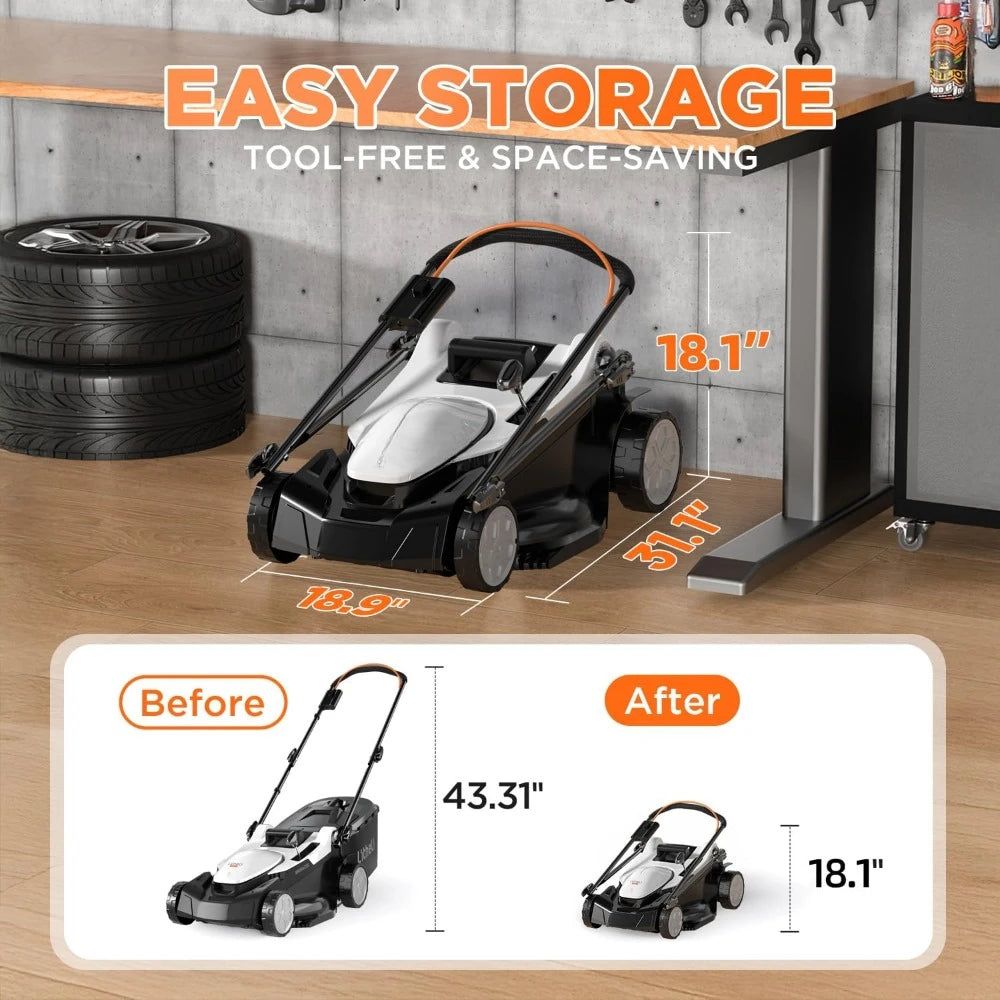18" 2x20V Electric Lawn Mower for Garden Yards with 6-Position Height Adjustment