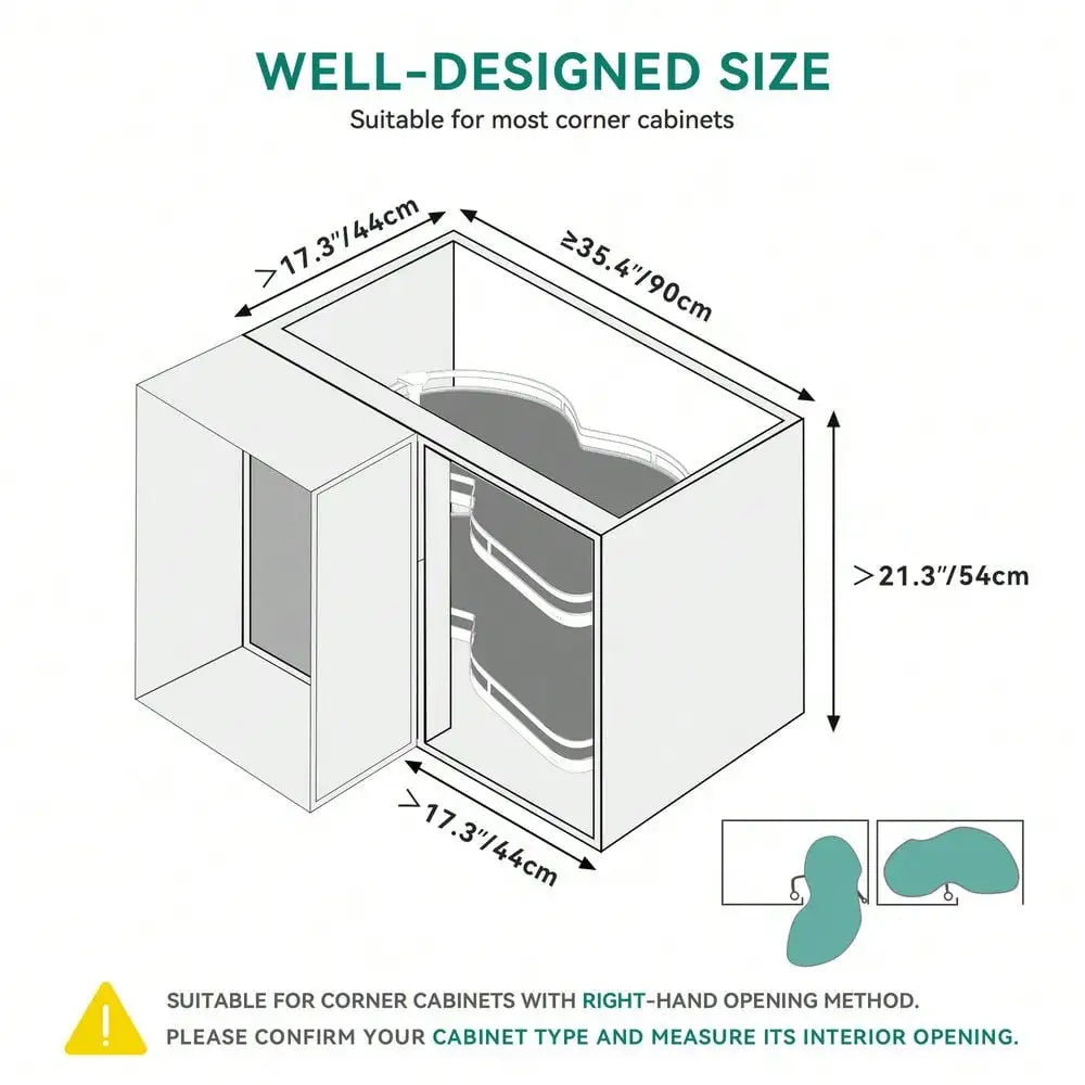 Swing Right Blind Corner Kitchen Cabinet Organizer Left Handed