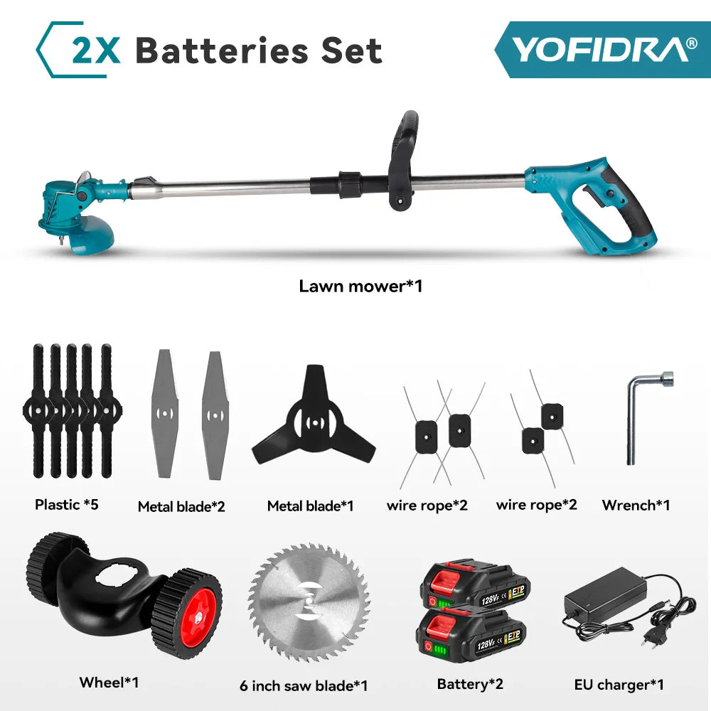 YOFIDRA 100-135cm Electric Lawn Mower Foldable Trimmer