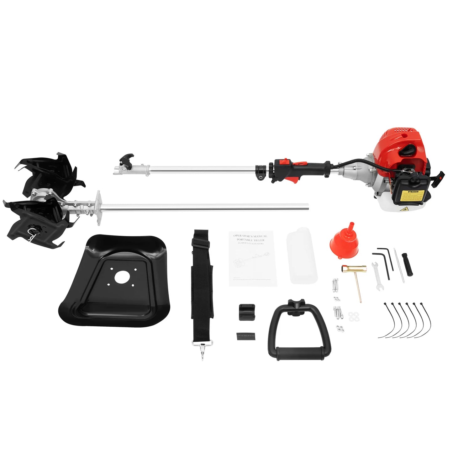 1.45kW 2-stroke 51.7cc Gas-powered Tiller Cultivator Low Noise Gardens Loosen Soil Machine 6500rpm