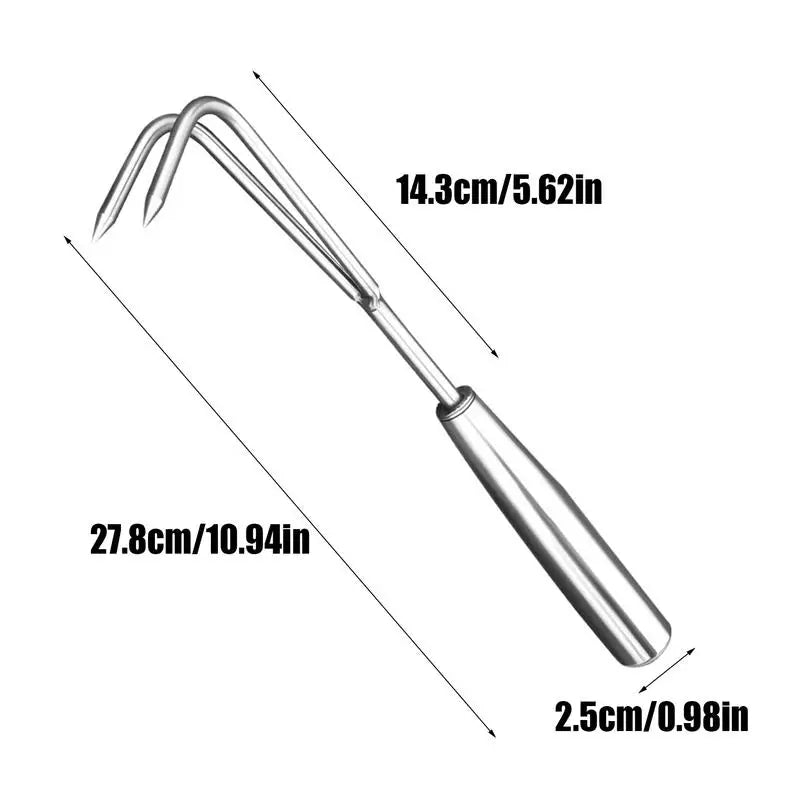 Small Two Claw Rake Stainless Steel Manual Garden Weeding Tool