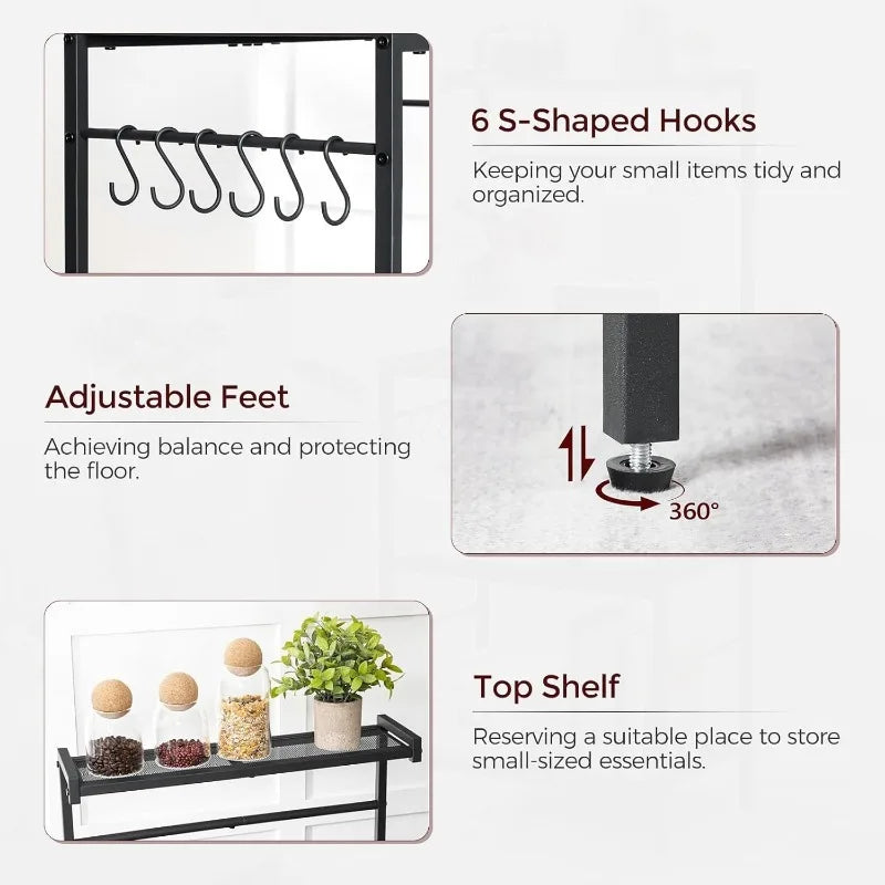 Bakers Rack with Charging Station and Microwave Stand