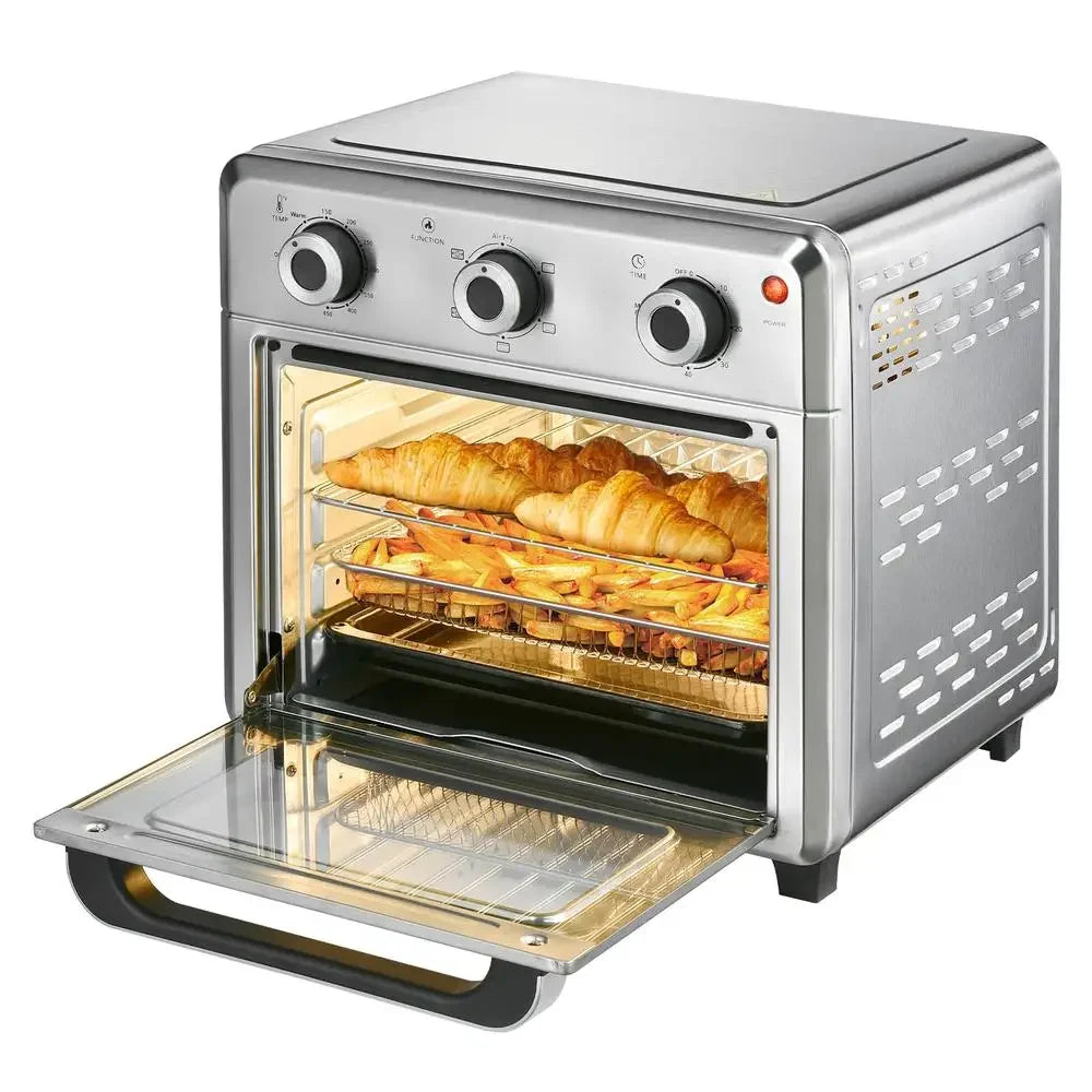 1400W 21QT Compact Air Fryer Toaster Oven 6-in-1 Multi-Function Cook Timer Auto-Off Stainless Steel Kitchen Appliance