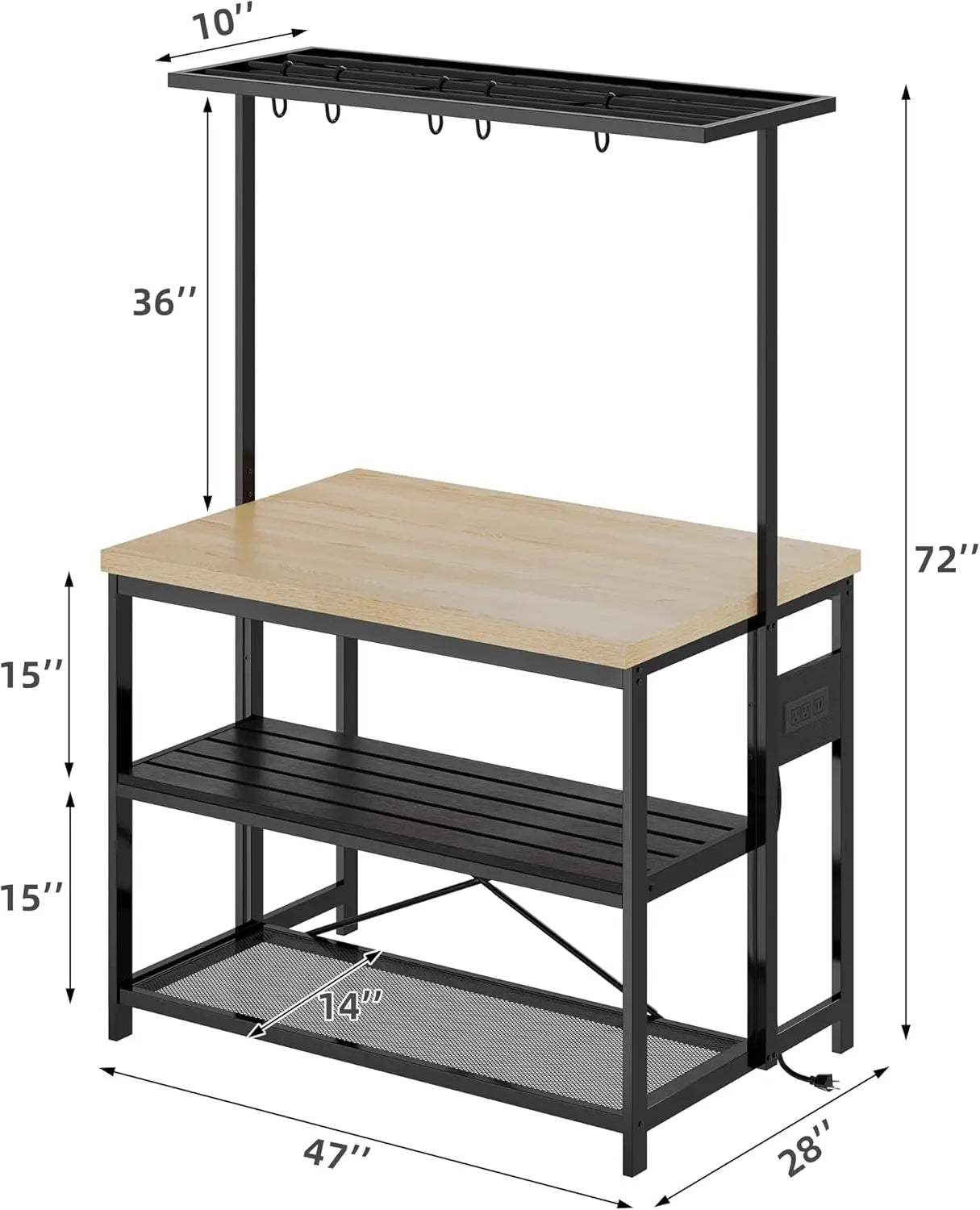 Kitchen Island with Storage and Power Outlet for Kitchen