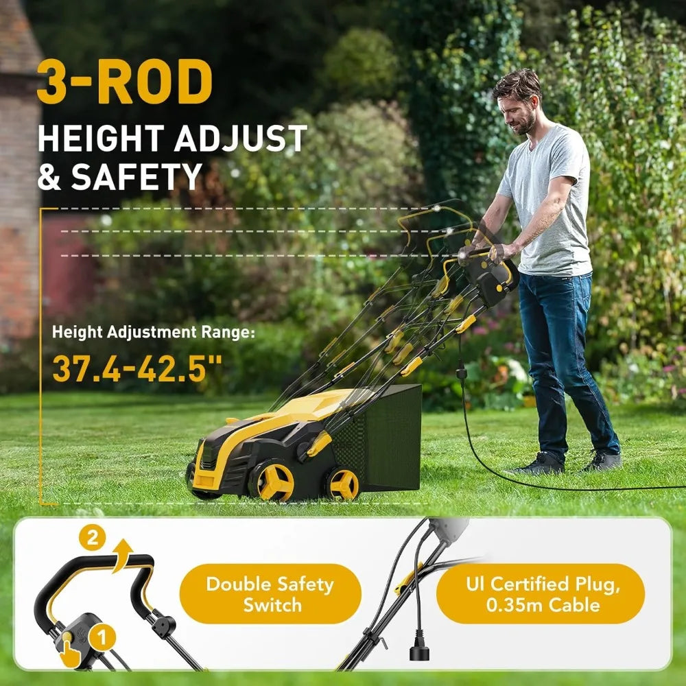 16-Inch 15-Amp Electric Dethatcher and Scarifier 5-Position Depth Adjustment
