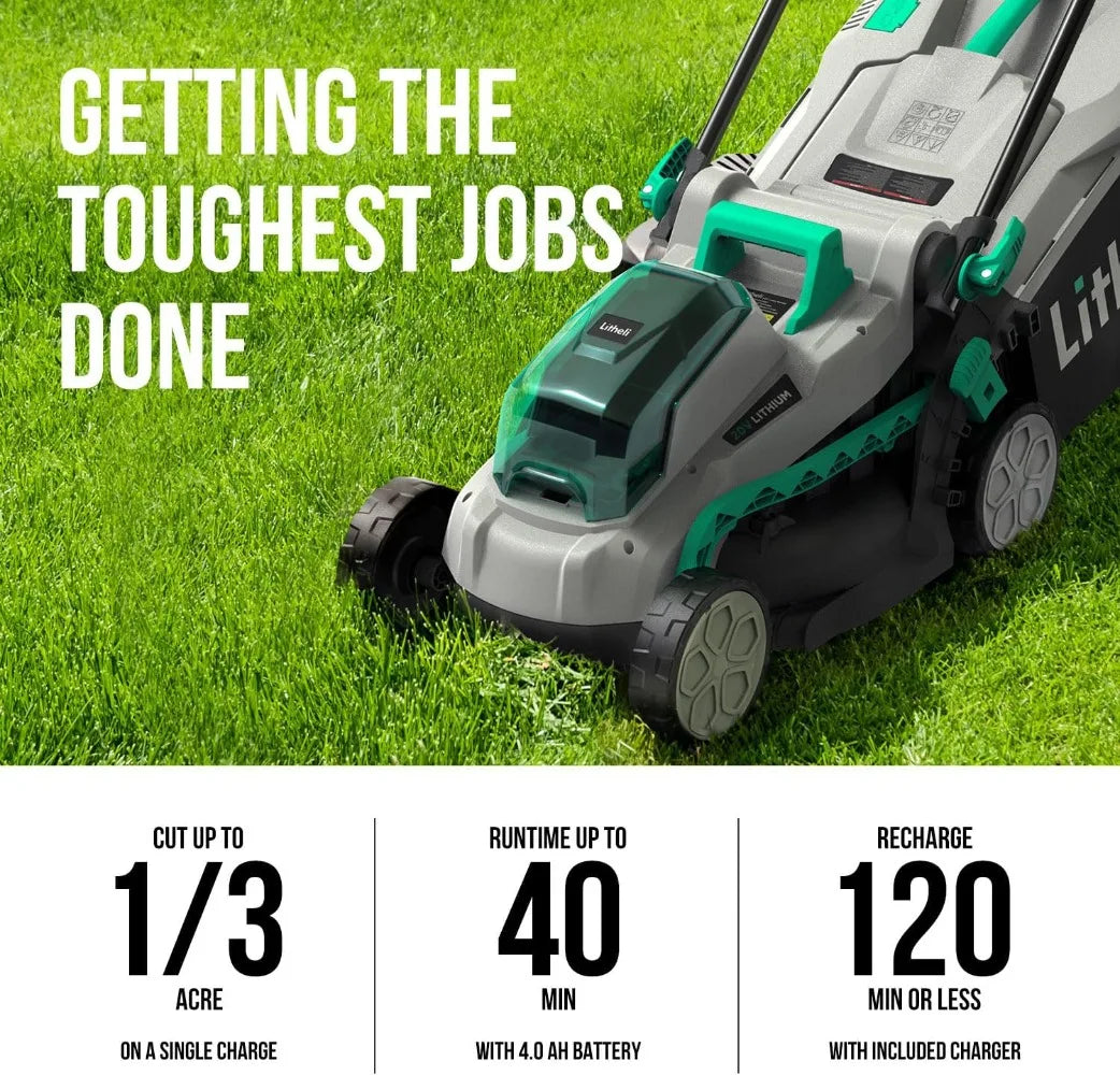 Cordless Lawn Mower 13 Inch, 5 Heights, 20V Electric Lawn Mowers