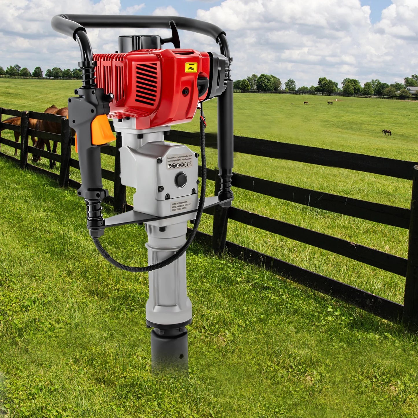 1900W Gasoline Pile Driver 52cc 2 Stroke Engine Post Driver